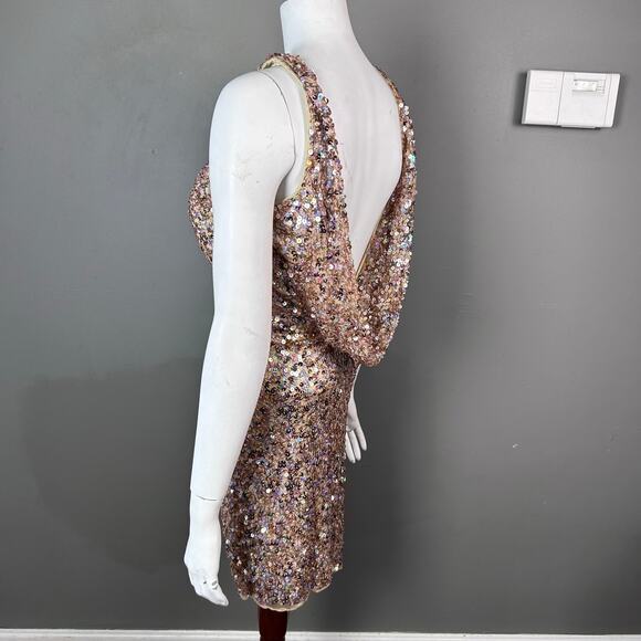 Mac Duggal dress size 0 all over sequin open back Eras Tour halter prom cocktail - Picture 2 of 14